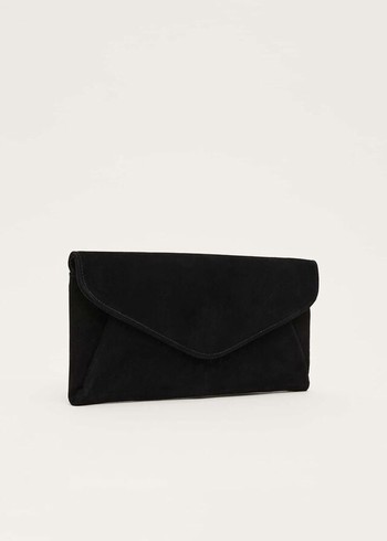 Phase Eight Wendie Suede Envelope Bags Black Canada | DQHTIC-389